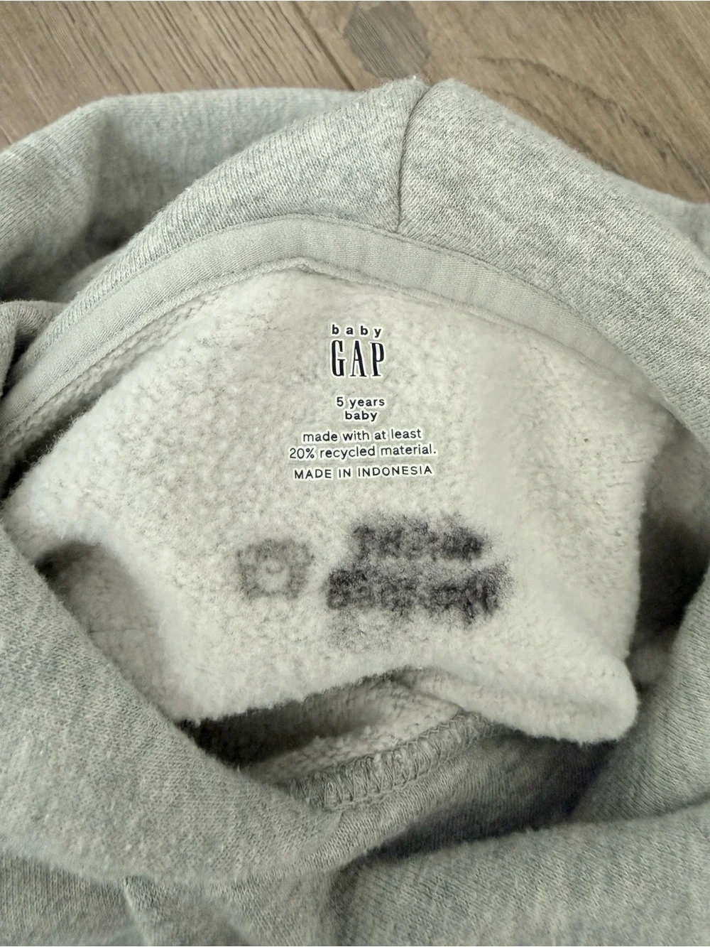 Baby Gap Toddler VintageSoft Relaxed Hoodie Sweatshirt Bear Heathered Grey 5T